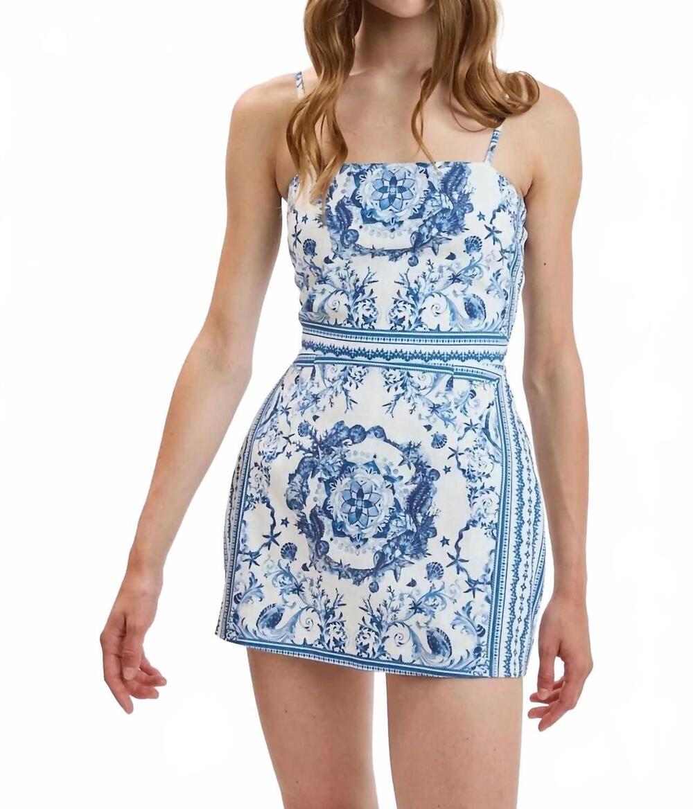 NEW SKY TO MOON lucia floral medallion mini dress in blue
